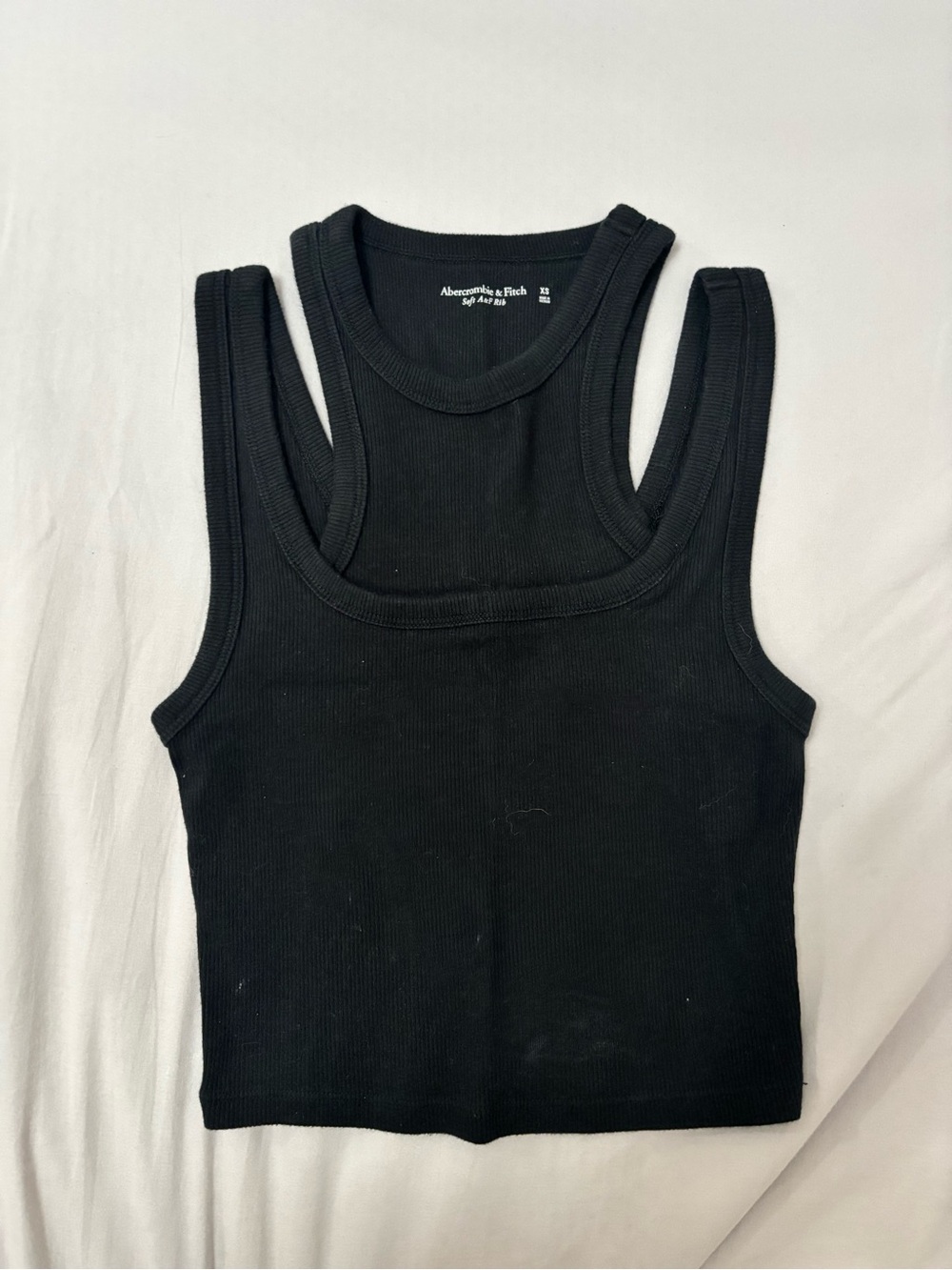 Abercrombie & Fitch Black Double-Layer Ribbed Crop Tank